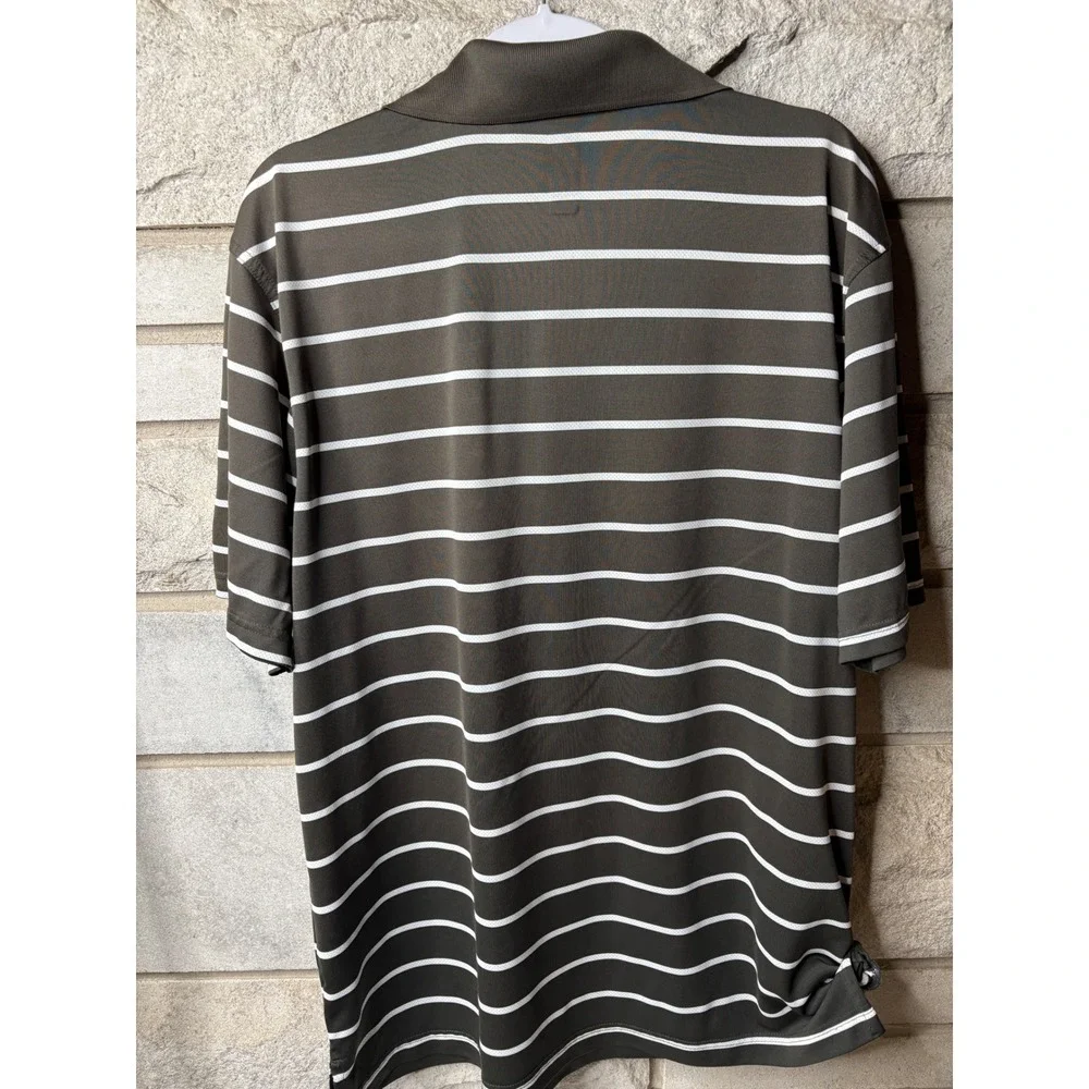 PGA Tour Airflux Mens XL Polo Shirt Black White Striped Short‎ Sleeve Golf Top